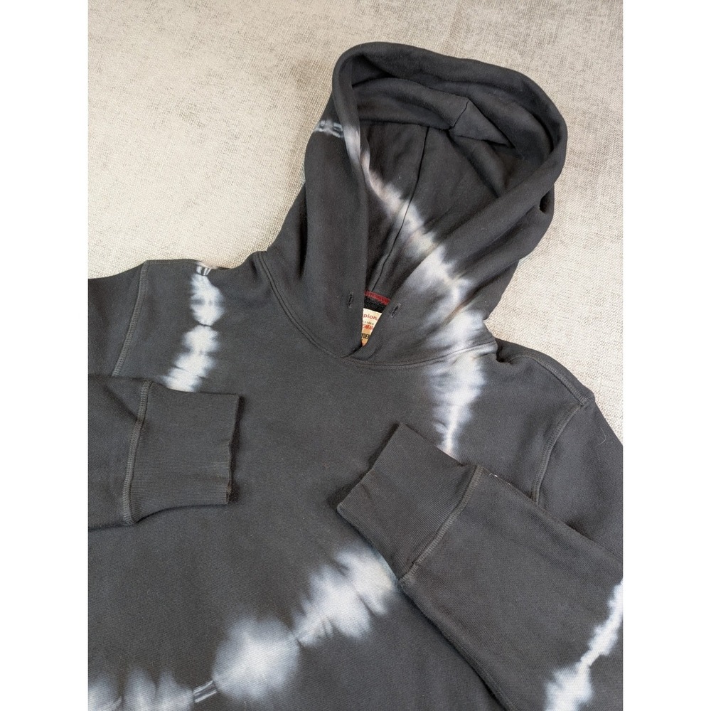 Todd Snyder x Champion Hoodie Mens L Black White Tie Dye Made in USA Sweatshirt